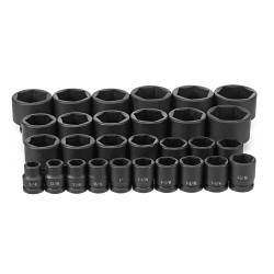 GP® 8029 Impact Socket Set, Yes Impact Rated, Measurement System: SAE, 6 Points, 3/4 in Drive, 29 Piece